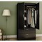 Modern Black Two Door Wardrobe with Drawers and Hanging Rod Storage for Bedroom Organization